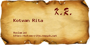 Kotvan Rita névjegykártya